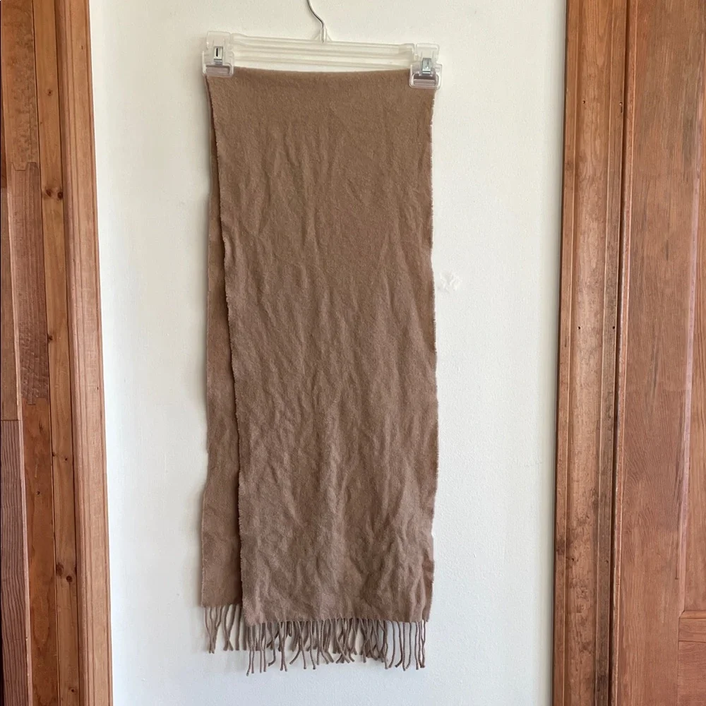 POLO RALPH LAUREN Camel Fringe Lambswool Scarf Vintage